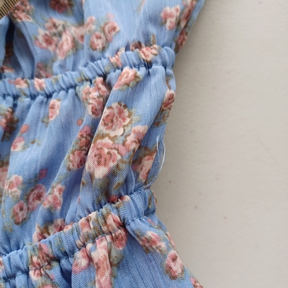 NWT Forever 21 Milkmaid Floral Sz M Babydoll Mini Dress - Picture 14 of 15